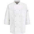 Vf Imagewear Chef Designs Men's 10 Button-Front Chef Coat, Pearl Buttons, White, Polyester/Cotton, 3XL 0415WHRG3XL